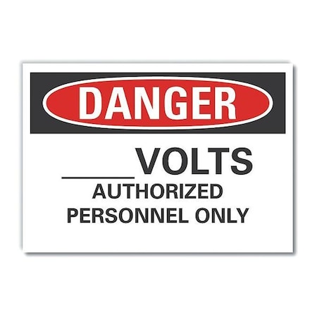 Lyle Voltage Danger Label, 7 in Height, 10 in Width, Polyester, Vertical Rectangle, English LCU4-0542-ND_10X7