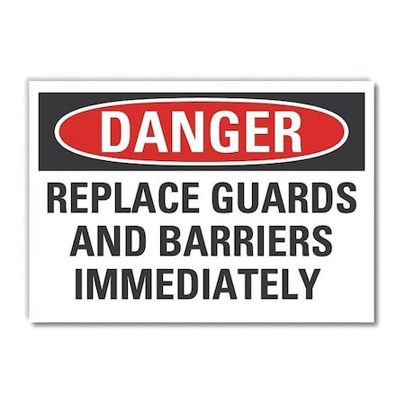 Lyle Machine Guards Danger Reflective Label, 5 in Height, 7 in Width, Reflective Sheeting, English LCU4-0579-RD_7X5