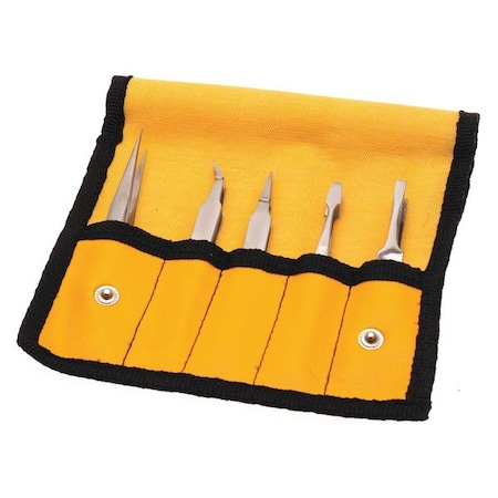 Aven Tweezers, Set 5pcs., Gp In Plastic Pouch 18473