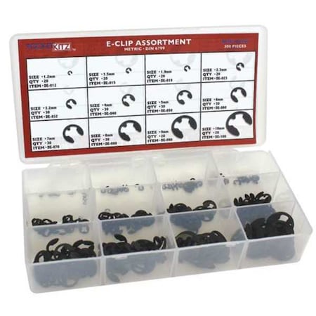 Rotor Clip External Retaining Ring Assortment, Carbon Steel, Phosphate Finish DISP-DE300