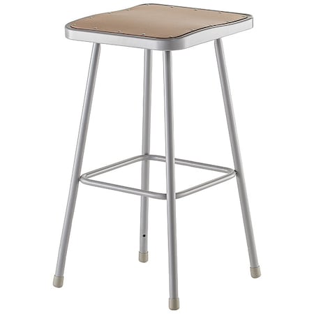 National Public Seating Square Stool, Height Range 30", Masonite Board Gray 6330