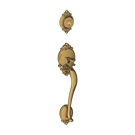 Schlage RH Brookshire Flair Lever DBL CYL Handle T F62BRK609FLARH