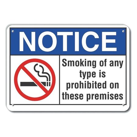 Lyle Plastic No Smoking Notice Sign, 7" H, 10" W, Plastic, Vertical Rectangle, LCU5-0030-NP_10X7 LCU5-0030-NP_10X7