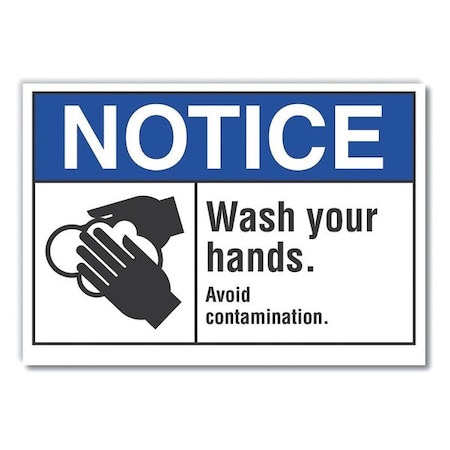 Lyle Wash Your Hands. Avoid Contamination., 10 in x 14 in, Reflective Sheeting, LCU5-0034-RD_14X10 LCU5-0034-RD_14X10