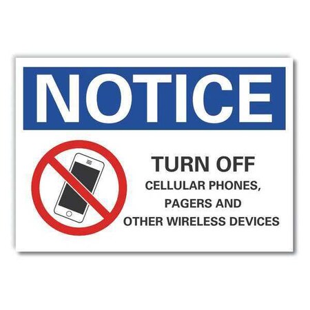 Lyle Notice, Turn Off Cellular Phones, Pagers And Other Wireless Devices, 5 in W x 3 1/2 in H LCU5-0048-RD_5X3.5