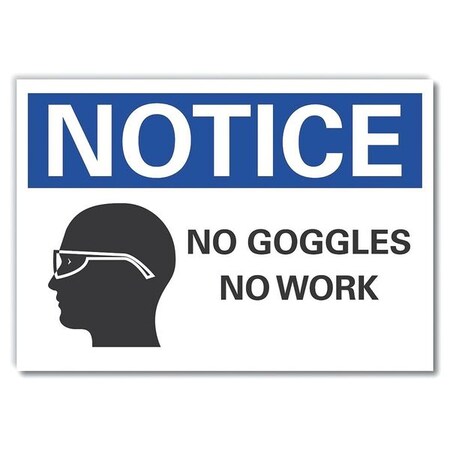 Lyle No Goggles Notice, Decal, Reflctve, 7"x5", Width: 7 in LCU5-0070-RD_7X5