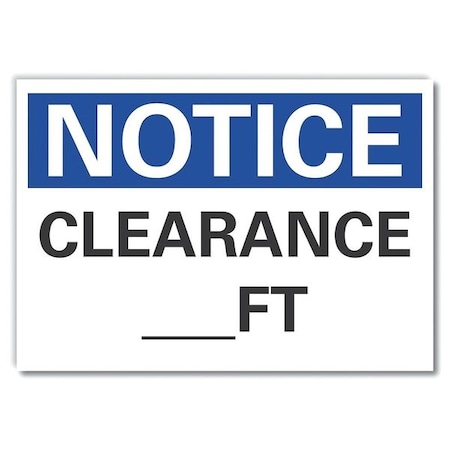 Lyle Notice, Clearance _Ft, 14 in W x 10 in H, Horizontal Rectangle, Polyester, LCU5-0085-ND_14X10 LCU5-0085-ND_14X10
