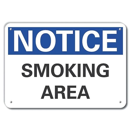 Lyle Reflective Smoking Area Notice Sign, 10" H, 14 in W, Horizontal Rectangle, LCU5-0081-RA_14X10 LCU5-0081-RA_14X10
