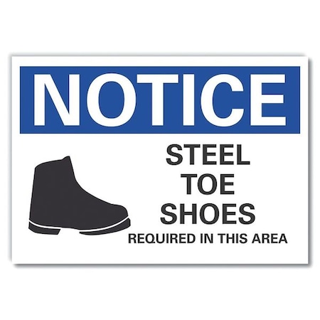 Lyle Notice, Steel Toe Shoes Required In This Area, 5 in W x 3 1/2 in H, Horizontal Rectangle LCU5-0072-RD_5X3.5
