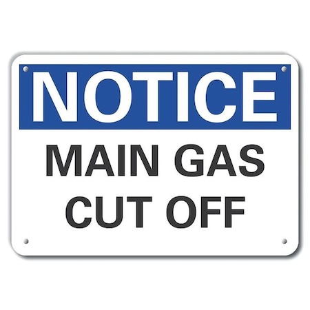 Lyle Notice, Main Gas Cut Off, 14 in W x 10 in H, Horizontal Rectangle, Aluminum, LCU5-0098-RA_14X10 LCU5-0098-RA_14X10