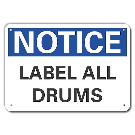 Lyle Notice, Label All Drums, 14 in W x 10 in H, Horizontal Rectangle, Aluminum LCU5-0092-RA_14X10