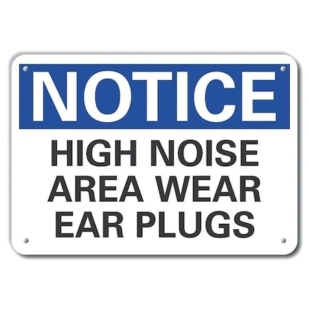 Lyle Notice, High Noise Area Wear Ear Plugs, 14 in W x 10 in H, Horizontal Rectangle, Aluminum LCU5-0150-RA_14X10