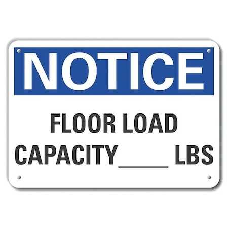 Lyle Notice, Floor Load Capacity _ Lbs., 7 in x 10 in, Vertical Rectangle, Aluminum, LCU5-0136-RA_10X7 LCU5-0136-RA_10X7