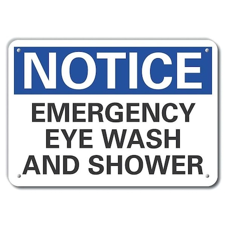 Lyle Notice, Emergency Eye Wash And Shower, 7 in x 10 in, Vertical Rectangle, Aluminum, LCU5-0144-RA_10X7 LCU5-0144-RA_10X7