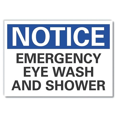 Lyle Notice, Emergency Eye Wash And Shower, 3 1/2 in x 5 in, Reflective Sheeting, LCU5-0144-RD_5X3.5 LCU5-0144-RD_5X3.5