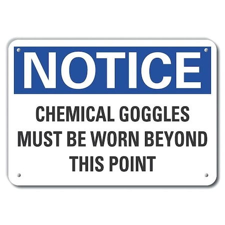 Lyle Notice, Chemical Goggles Must Be Worn Beyond This Point, 14 in W x 10 in H, Horizontal Rectangle LCU5-0224-RA_14X10