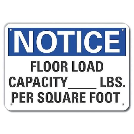 Lyle Notice, Floor Load Capacity _ Lbs. Per Square Foot, 14 in W x 10 in H, , LCU5-0219-NA_14X10 LCU5-0219-NA_14X10