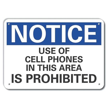 Lyle Notice, Use Of Cell Phones In This Area Is Prohibited, 14 in W x 10 in H, Horizontal Rectangle LCU5-0222-RA_14X10