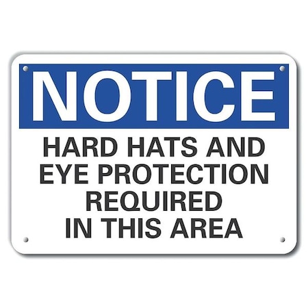 Lyle Notice, Hard Hats And Eye Protection Required In This Area, 14 in W x 10 in H, Horizontal Rectangle LCU5-0235-NA_14X10
