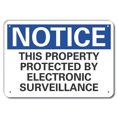 Lyle Notice, This Property Protected By Electronic Surveillance, 14 in W x 10 in H, Horizontal Rectangle LCU5-0232-NA_14X10