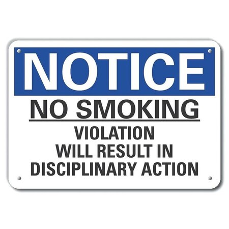 Lyle Plastic No Smoking Notice Sign, 10" H, 14 in W, Plastic, Horizontal Rectangle, LCU5-0255-NP_14X10 LCU5-0255-NP_14X10