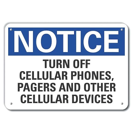 Lyle Turn off Cellular Notice, Plastic, 10"x7", Height: 7 in LCU5-0268-NP_10X7