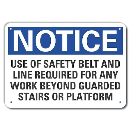 Lyle Notice, Use of Safety Belt And Line Required For Any Work Beyond Guarded Stairs Or Platform LCU5-0297-NA_14X10