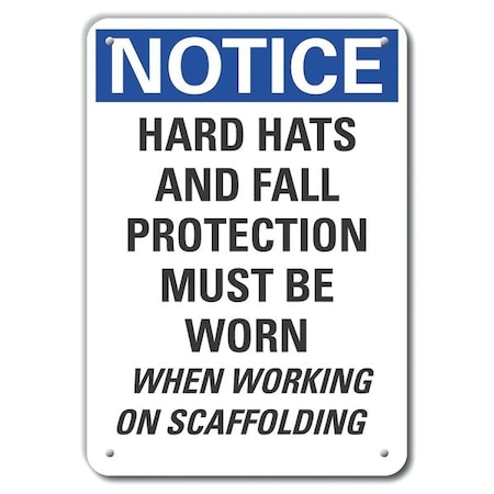 Lyle Notice, Hard Hats And Fall Protection Must Be Worn When Working On Scaffolding, 10 in W x 14 in H LCU5-0286-NP_14X10