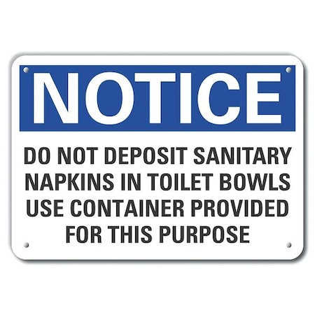 Lyle Notice, Do Not Deposit Sanitary Napkins In Toilet Bowls., 14 in W x 10 in H, LCU5-0302-NA_14X10 LCU5-0302-NA_14X10