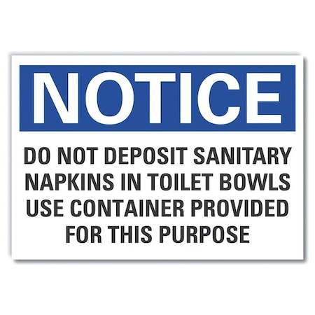 Lyle Notice, Do Not Deposit Sanitary Napkins In Toilet Bowls., 10 in W x 7 in H, LCU5-0302-ED_10x7 LCU5-0302-ED_10x7