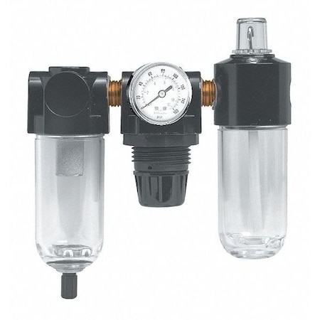 Arrow Pneumatics Mini Filter/Regulator/Lube Combo, 1/4" 7682