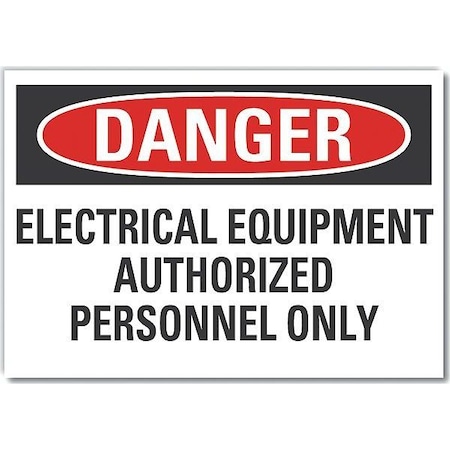 Lyle Decal, Danger Electrical Equipment, 7 x 5", Sign Legend Color: Black LCU4-0620-RD_7X5