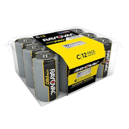 Rayovac UltraPro C Alkaline Battery, 1.5V DC, PK12 ALC12PP