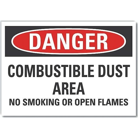 Lyle Combustible Dust Danger Label, 10" H, 14 in W, Polyester, Horizontal Rectangle, LCU4-0622-ND_14X10 LCU4-0622-ND_14X10