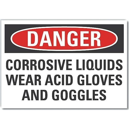 Lyle Corrosive Materials Danger Label, 10 in Height, 14 in Width, Polyester, Horizontal Rectangle LCU4-0623-ND_14X10