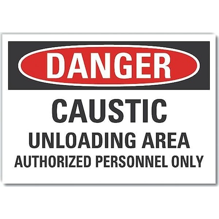 Lyle Caustic Danger Reflective Label, 7 in H, 10 in W, Vertical Rectangle, LCU4-0629-RD_10X7 LCU4-0629-RD_10X7