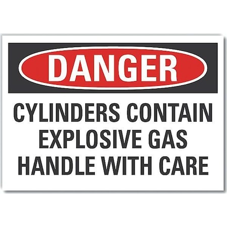 Lyle Cylinder Handling Danger Label, 5 in H, 7 in W, Polyester, Horizontal, English, LCU4-0631-ND_7X5 LCU4-0631-ND_7X5