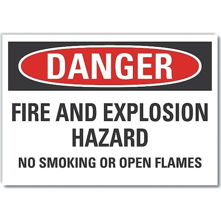 Lyle No Smoking Danger Label, 3 1/2 in H, 5 in W, Reflective Sheeting, LCU4-0649-RD_5X3.5 LCU4-0649-RD_5X3.5