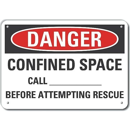 Lyle Decal, Danger Confined Space, 14 x 10", LCU4-0663-NA_14X10 LCU4-0663-NA_14X10