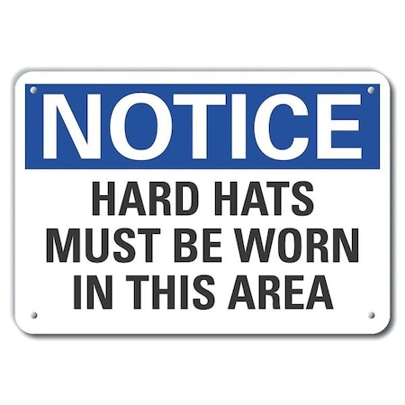 Lyle Hard Hats Notice, Aluminum, 14"x10", Sign Legend Text Color: Black LCU5-0172-RA_14X10