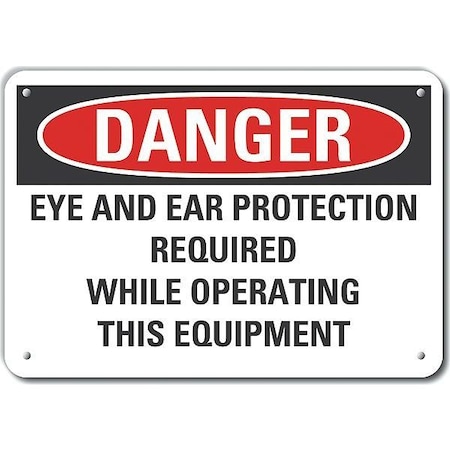 Lyle Aluminum Eye & Ear  Danger Sign, 10 in Height, 14 in Width, Aluminum, Horizontal Rectangle, English LCU4-0683-NA_14X10