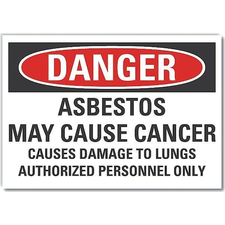 Lyle Asbestos Danger Reflective Label, 10 in H, 14 in W, English, LCU4-0695-RD_14X10 LCU4-0695-RD_14X10