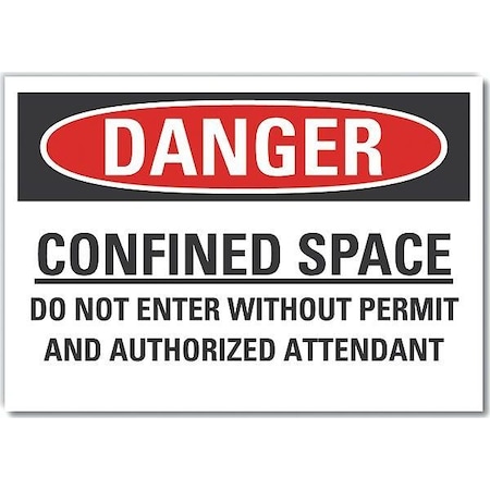 Lyle Decal, Danger Confined Space, 14 x 10", LCU4-0689-ND_14X10 LCU4-0689-ND_14X10
