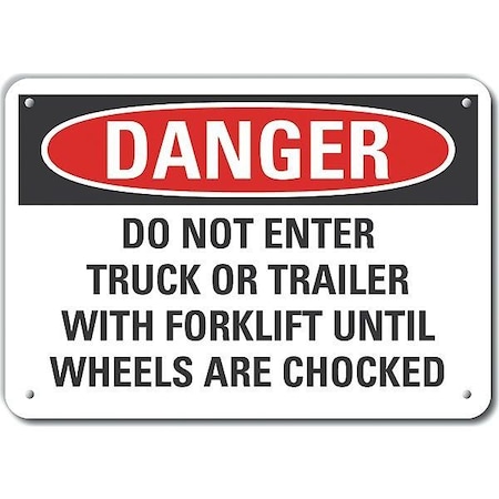 Lyle Aluminum Chock Wheels Danger Sign, 10 in H, 14 in W, Horizontal Rectangle, LCU4-0690-NA_14X10 LCU4-0690-NA_14X10