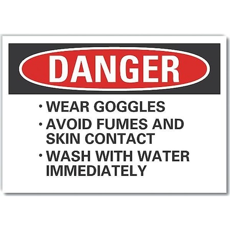 Lyle Eye & Skin  Danger Label, 7 in Height, 10 in Width, Polyester, Vertical Rectangle, English LCU4-0692-ND_10X7