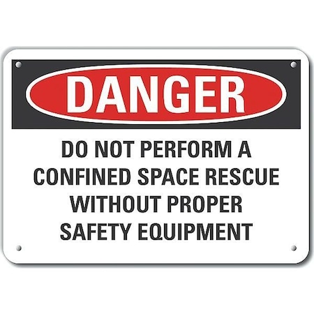 Lyle Plastic Confined Space Danger Sign, 10 in H x 14 in W, Plastic, Horizontal Rectangle LCU4-0693-NP_14X10