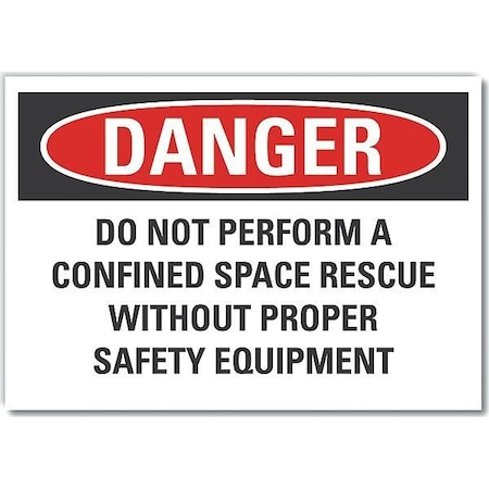 Lyle Confined Space Danger Reflective Label, 3 1/2 in H x 5 in W, Reflective Sheeting LCU4-0693-RD_5X3.5