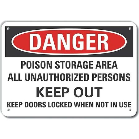 Lyle Aluminum Poison Danger Sign, 7 in H, 10 in W, Vertical Rectangle, English, LCU4-0706-NA_10X7 LCU4-0706-NA_10X7