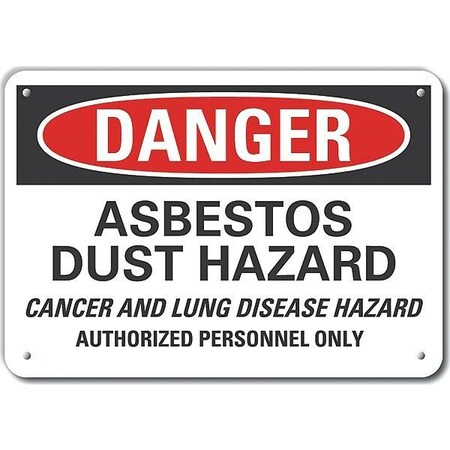 Lyle Plastic Asbestos Danger Sign, 7 in H, 10 in W, Vertical Rectangle, LCU4-0698-NP_10X7 LCU4-0698-NP_10X7