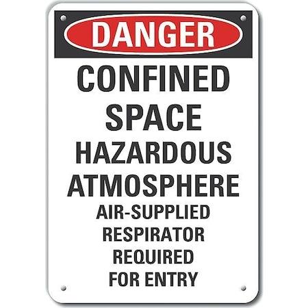 Lyle Plastic Confined Space Danger Sign, 10 in Height, 7 in Width, Plastic, Horizontal Rectangle LCU4-0699-NP_10X7